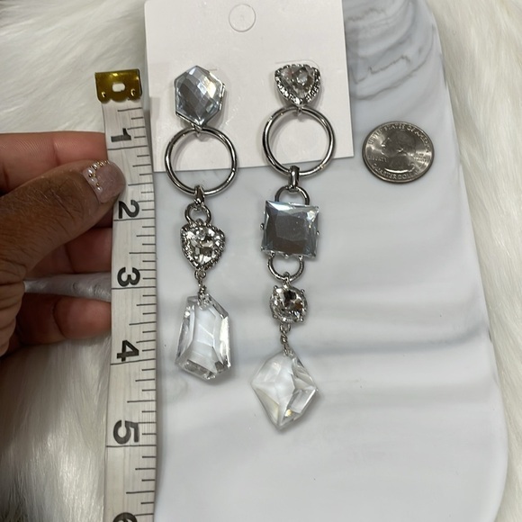 Zara Crystal Silver Dangle Earrings - Picture 8 of 12